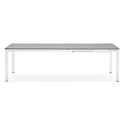 Avis Inside 75 Table extensible 10 couverts EMINENCE 260 cm pieds métal blanc plateau mélaminé gris