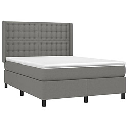 Avis Maison Chic Lit Adulte - Lit simple Lit à sommier tapissier avec matelas moelleux - Meuble de Chambre - Gris foncé 140x200cm Tissu -MN33379