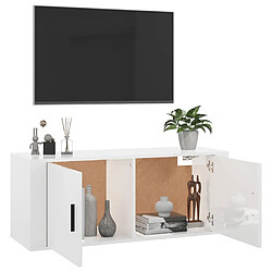 Maison Chic Meuble TV scandinave mural Banc TV suspendu pour salon - Blanc brillant 100x34,5x40 cm -MN67164 pas cher