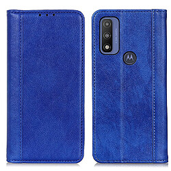 Etui en PU texture litchi fermeture automatique magnétique avec fonction de support, antichoc, bleu pour votre Motorola G Pure