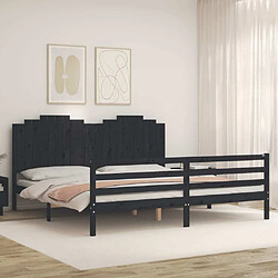 Avis Maison Chic Lit adulte - Cadre Structure de lit avec tête de lit Contemporain noir 200x200 cm bois massif -MN79769