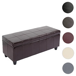 Mendler Banc banquette rembourrée coffre de rangement Kriens, cuir reconstitué, 112x45x45cm ~ marron