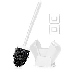 Brosse de toilette en silicone kit de nettoyage des toilettes de la salle de bain - Blanc