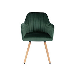 Acheter Vente-Unique Lot de 2 chaises avec accoudoirs en velours et métal effet bois - Vert foncé - ELEANA