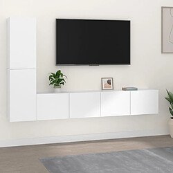 Maison Chic Ensemble de meubles TV 4 pcs | Banc TV Moderne pour salon | Meuble de Rangement - Blanc Bois d'ingénierie -MN11986