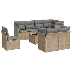 Maison Chic Salon de jardin avec coussins 9 pcs | Ensemble de Table et chaises | Mobilier d'Extérieur beige résine tressée -GKD28127