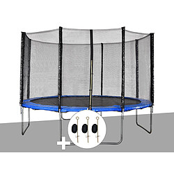 JARDIéco Kit trampoline Jardideco Cronos Ø 3,66 m Bleu + Kit d'ancrage