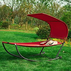 SoBuy OGS44-R Transat de Jardin Transat à Bascule avec Pare-Soleil et 2 roulettes Chaise Longue