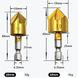 Avis 3pcs menuiserie chanfreinage fraisage foret alésage ensemble hex 13/16 / 19mm