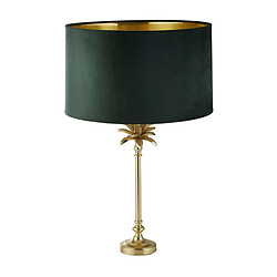 Searchlight Lampe de Table Laiton Satiné, Abat-jour Velours Vert