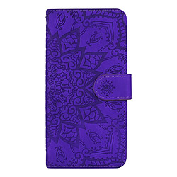 Wewoo Housse Coque Étui en cuir estampé à double rabat avec motif pour mollet et fentes cartes et portefeuille Galaxy A6 2018 Violet