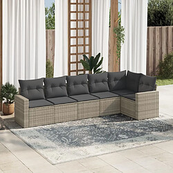 vidaXL Salon de jardin 6 pcs avec coussins gris clair résine tressée 