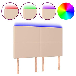 Maison Chic Tête de lit scandinave à LED,meuble de chambre Cappuccino 144x5x118/128 cm Similicuir -MN84747