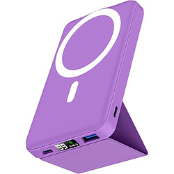 SANAG Batterie Externe Mag-Safe, 10000Mah Batterie Externe Iphone, Pliable Batterie Mag-Safe Pd 22.5W Charge Rapide Usb-C Affichage Led Pour Iphone 16/15/14/13/12/Mini/Pro/ /Plus - Violet Foncé