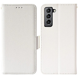 Etui en PU texture litchi, fermeture magnétique blanc pour votre Samsung Galaxy S22