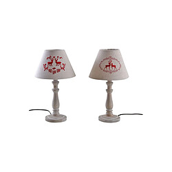 Aubry Gaspard Lampe en bois et brodés de cerfs (Lot de 2).