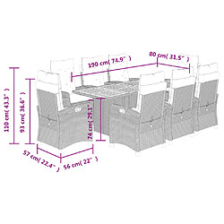 vidaXL Ensemble à manger de jardin et coussins 9 pcs beige Poly rotin pas cher