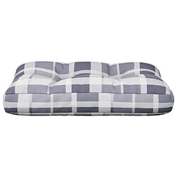 Acheter vidaXL Coussin de palette motif à carreaux gris 60x40x12 cm tissu