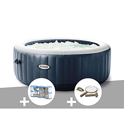 Kit spa gonflable Intex PureSpa Blue Navy rond Bulles 4 places + 6 filtres + Kit d'entretien