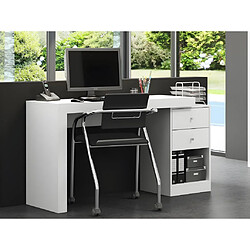 Acheter Vente-Unique Bureau d'angle - 2 tiroirs et 2 portes - Coloris : Blanc - EVAN