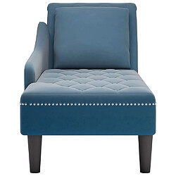 Avis vidaXL Fauteuil long avec coussin et accoudoir droit bleu velours