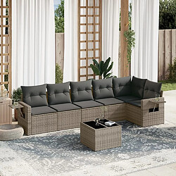 Maison Chic Salon de jardin avec coussins 7 pcs, Ensemble Tables et chaises de jardin, gris résine tressée -GKD720305