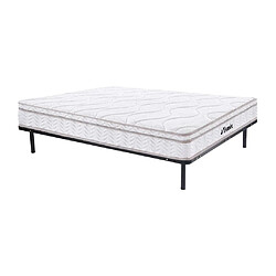 Vente-Unique Ensemble 140 x 190 cm cadre à lattes + matelas ressorts 3 zones et mémoire de forme ép.20cm - WOLKENTANZ de YSMÉE