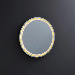 Kiamami Valentina MIROIR ROND RÉTRO-ÉCLAIRÉ DE 60 CM AVEC INSERTS COLORÉS