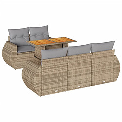 vidaXL Salon de jardin avec coussins 6 pcs beige résine tressée