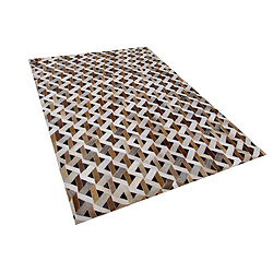 Beliani Tapis en cuir gris et marron 160 x 230 cm TUGLU