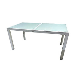 Mes Ensemble table 160/240 cm + 6 chaises + 2 fauteuils en aluminium blanc