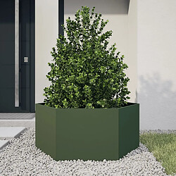 vidaXL Jardinière vert olive hexagone 104x90x45 cm acier