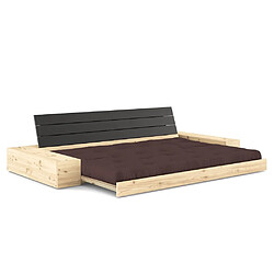 Avis Inside 75 Canapé lit futon BASE marron couchage 130cm dossiers noirs et accoudoirs coffres