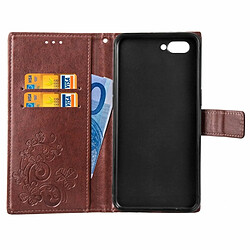 Acheter Wewoo Coque Lucky Clover Housse en cuir motif fleurs pressées pour OPPO A5, avec fentes porte-cartes & porte-monnaie & dragonne marron