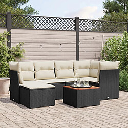 Maison Chic Salon de jardin 7 pcs avec coussins | Ensemble de Table et chaises | Mobilier d'Extérieur noir résine tressée -GKD17189