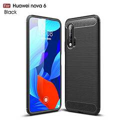 Wewoo Coque Pour Huawei Nova 6 TPU en fibre de carbone à texture brossée noir