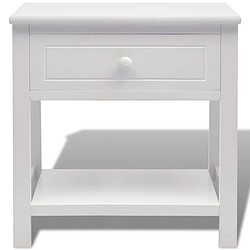 Helloshop26 Table de nuit chevet commode armoire meuble chambre bois blanc 1402093