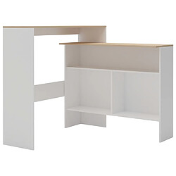 vidaXL Table de bar avec 2 dessus de table Blanc et chêne 130x40x120cm