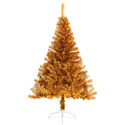 vidaXL Demi sapin de Noël artificiel avec support doré 120 cm PET