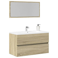 vidaXL Meuble de salle de bain avec miroir chêne sonoma 80x38,5x45 cm