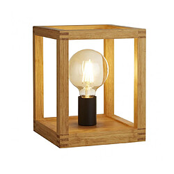 Searchlight Lampe de table Square 1 ampoule Plastique,bois de bambou tissé Noir,bois naturel