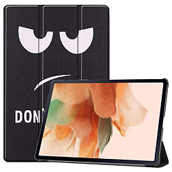 Htdmobiles Housse etui pochette simili cuir avec coque intérieure rigide pour Samsung Galaxy Tab S7 FE / S7 Plus / S8 Plus T730 / T736 / X800 / X806 (12,4 pouces) - DON'T TOUCH ME