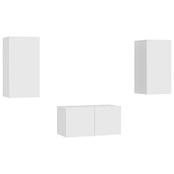 Maison Chic Ensemble de meubles TV 3 pcs | Banc TV Moderne pour salon | Meuble de Rangement - Blanc Aggloméré -MN23995