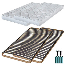 Ebac Matelas mousse + Sommier métal C224 2x80x190 Melissa - Hauteur 13 cm - Soutien ferme