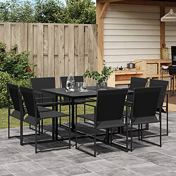 vidaXL Ensemble à manger de jardin 9 pcs noir textilène