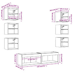 vidaXL Unités murales TV avec LED 8 pcs chêne marron bois d'ingénierie pas cher