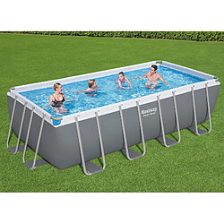 Piscine Tubulaire Rectangulaire Bestway Power Steel 488x244x122 cm Filtre à Sable Échelle et Distributeur de Produits Gris