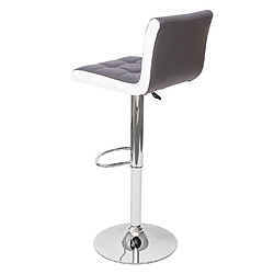 Avis Mendler 2x Tabouret de bar HWC-G87, chaise bar/comptoir, réglable en hauteur ~ similicuir gris-blanc, pied chromé