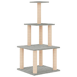 Helloshop26 Arbre à chat meuble tour grimper jouet grattage grattoir escalade plateforme avec griffoirs en sisal clair 111 cm gris 02_0022552