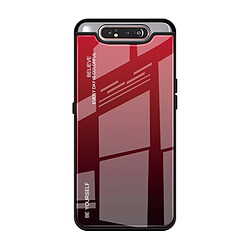 Wewoo Coque Pour Galaxy A80 Gradient Color Glass Case Rouge